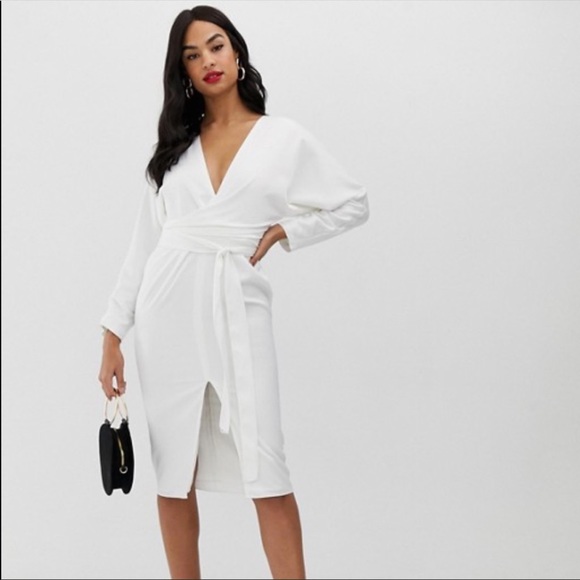 ASOS Dresses & Skirts - *Reposh* ASOS white Satin batwing midi dress